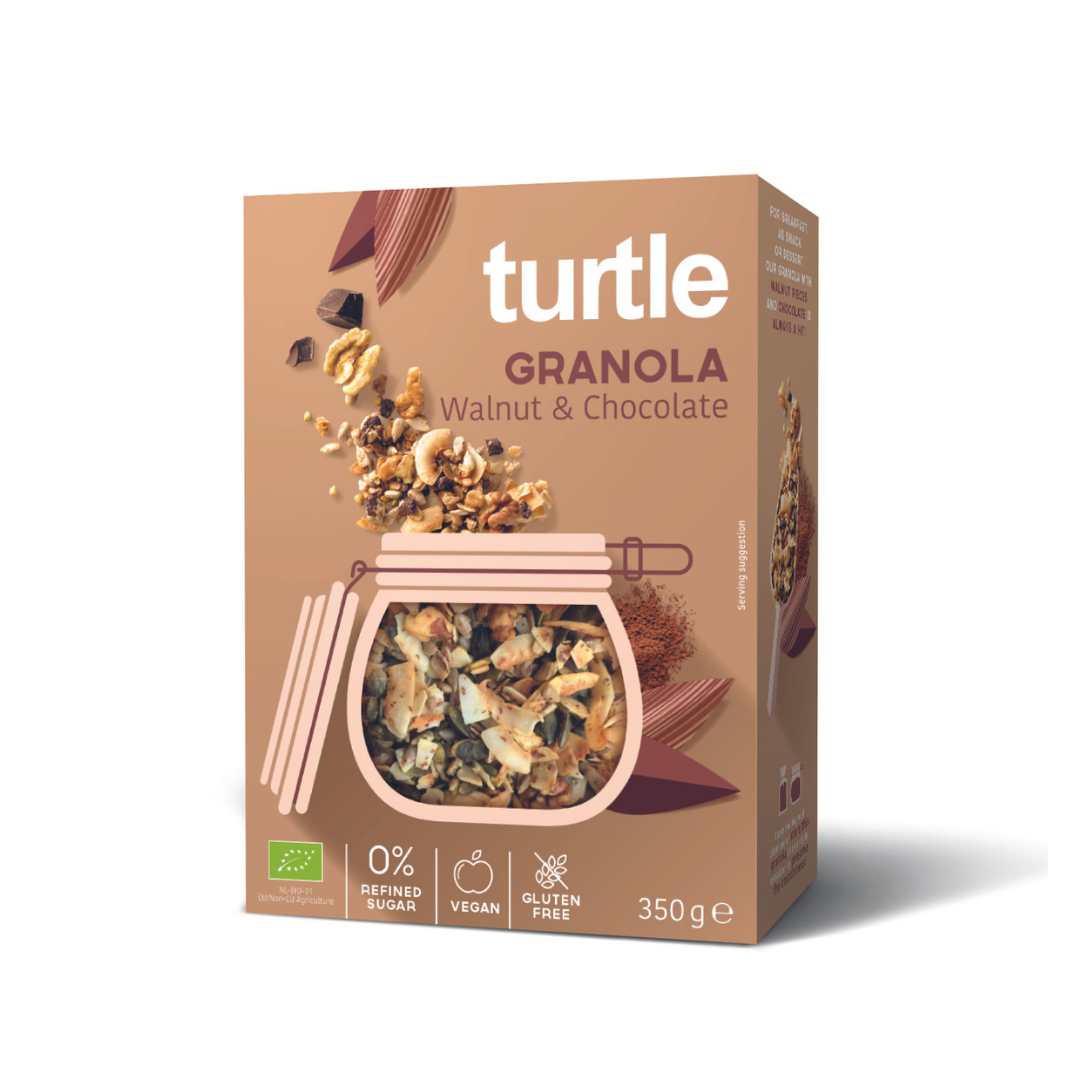 TURTLE_GRANOLA WALNUTS AND CHOCOLATE Βιολογική granola με σοκολάτα και καρύδια χωρίς γλουτένη TURTLE
